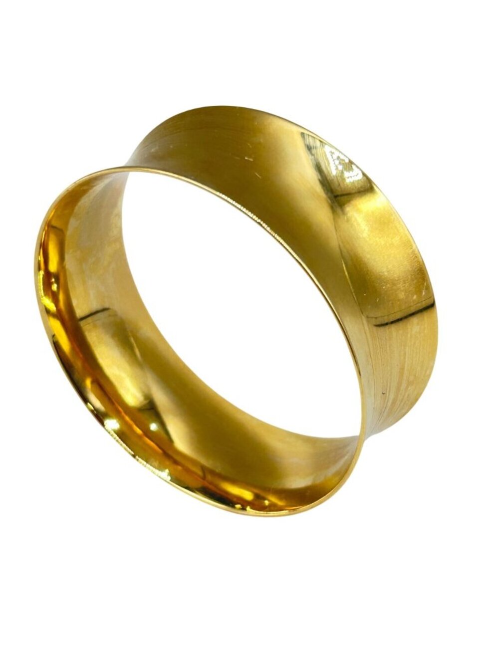 Vintage MONET Gold Bangle Bracelet Wide Concave Design 80s 90s Fashion